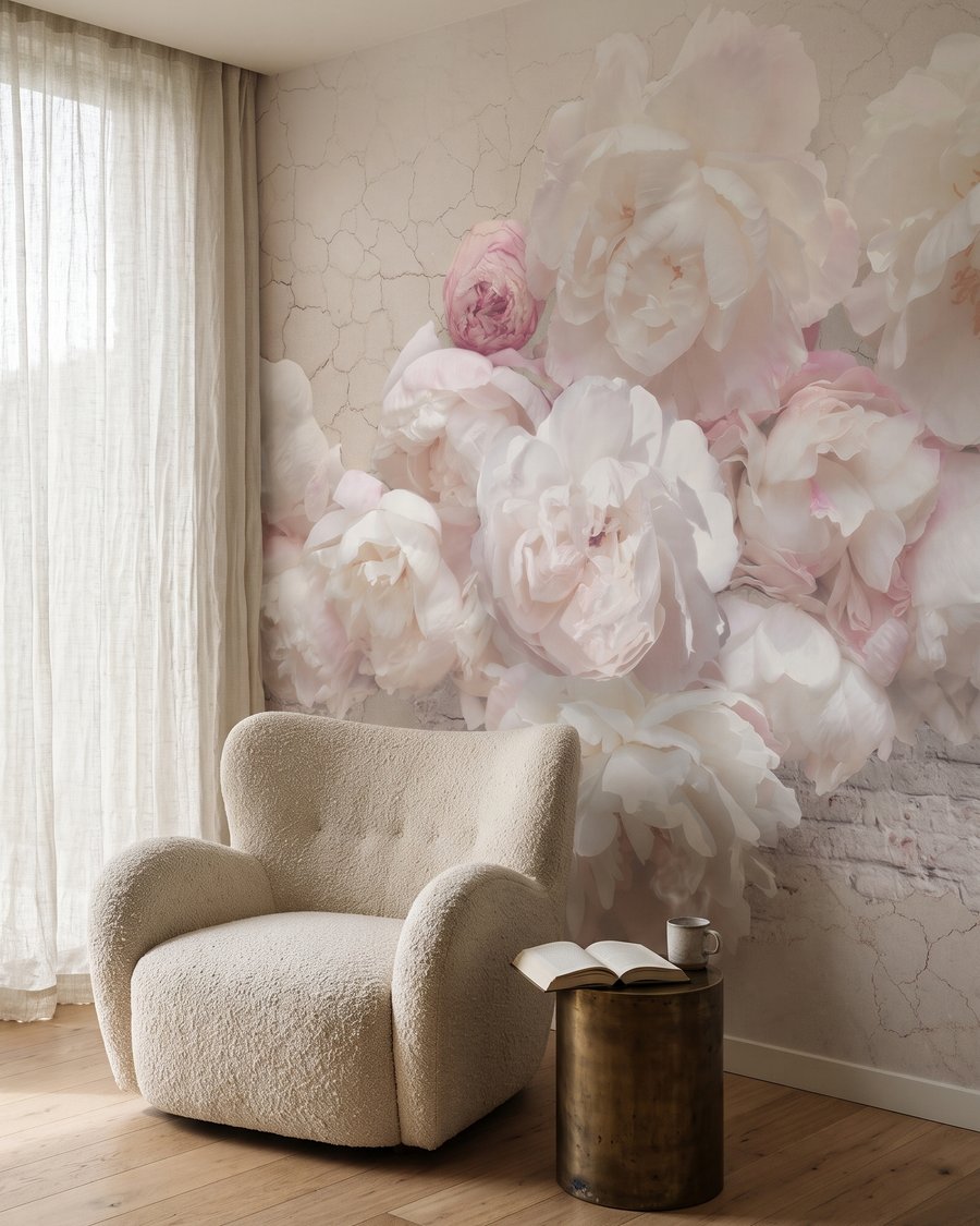 Rose su bianco screpolato in un ambiente