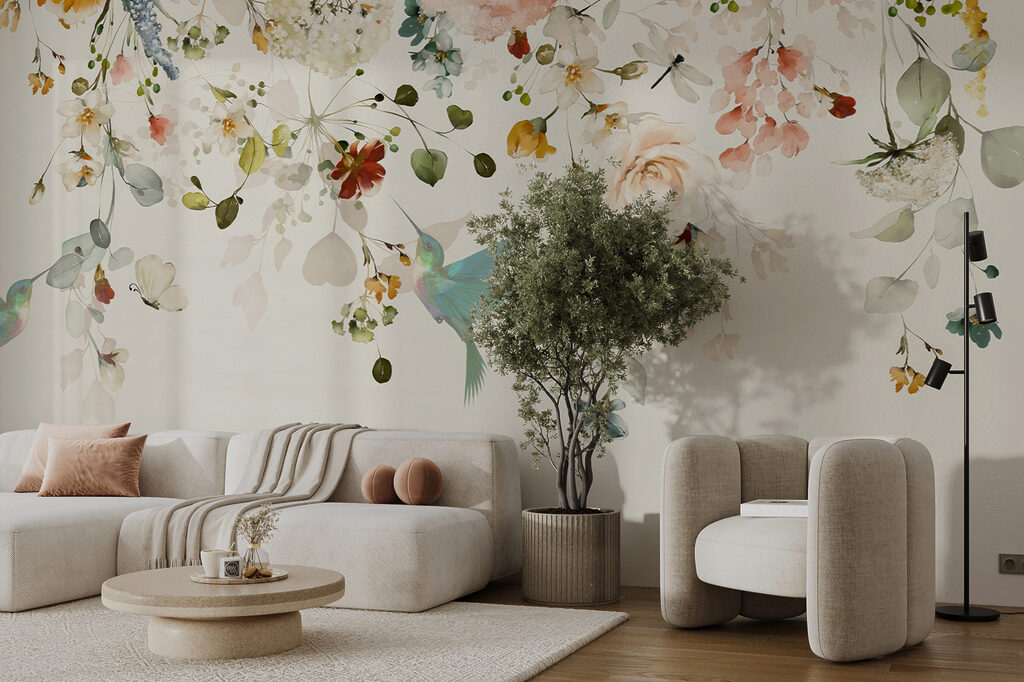 Bordura floreale con uccelli — ambiente 3