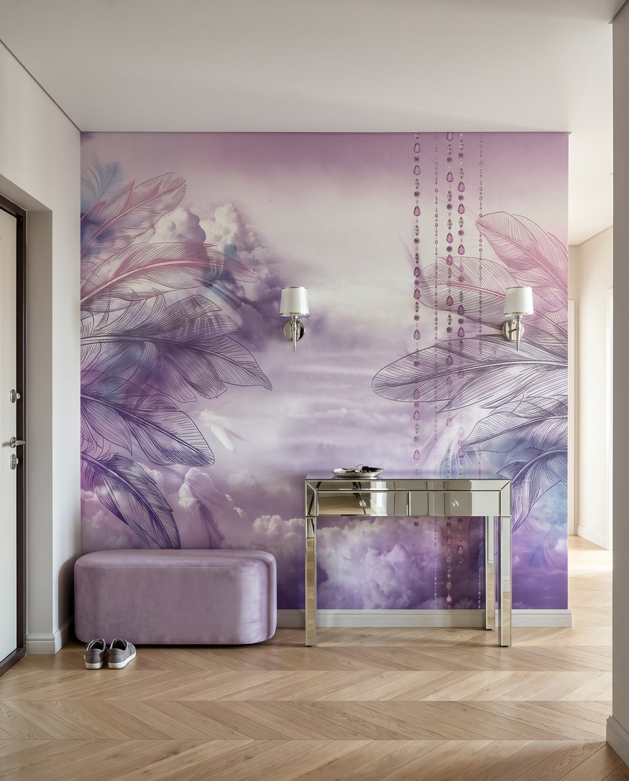 Altalena viola tra piume — ambiente 7