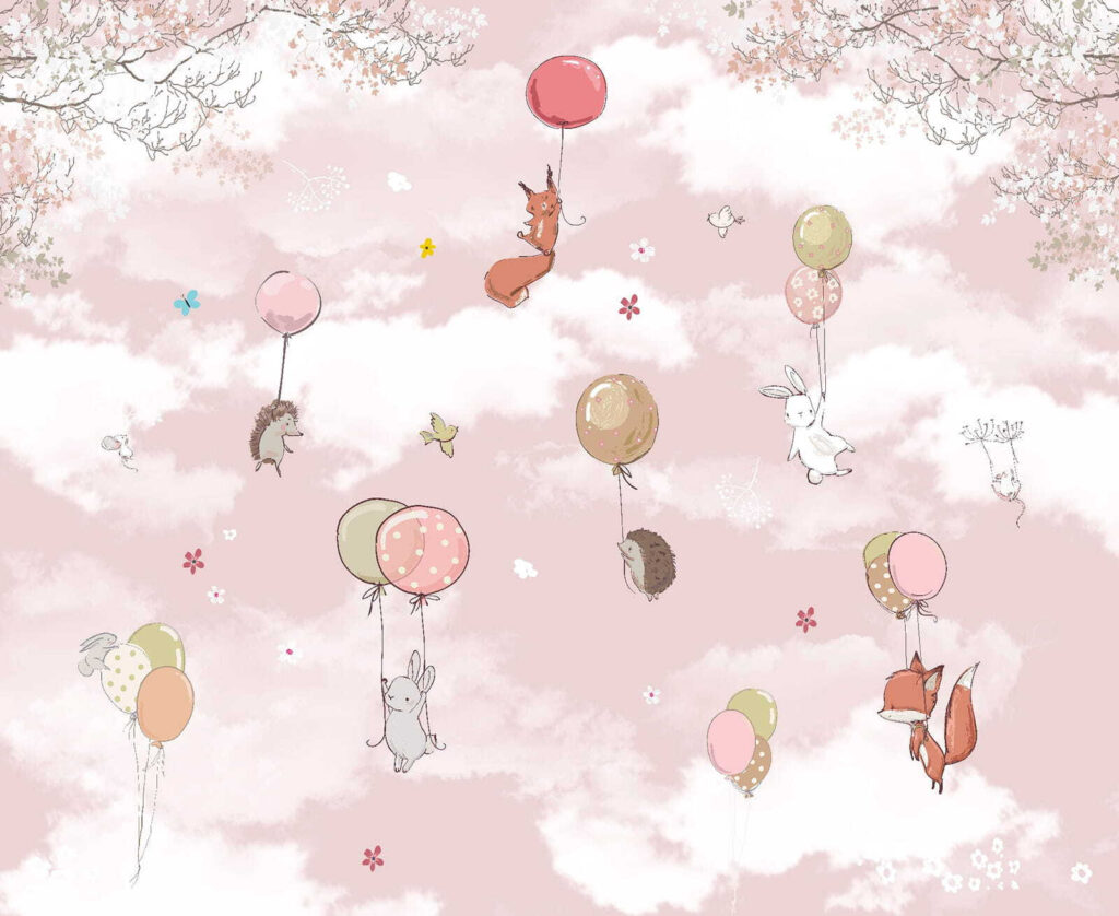 Animaletti appesi ai palloncini — design completo