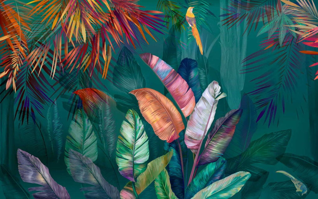 Foglie tropicali color gioiello — design completo