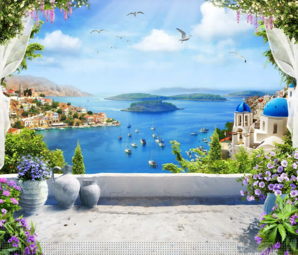 Terrazza sul mare blu — design completo