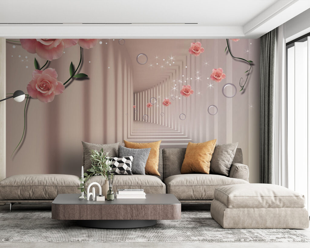 Rose lungo le nicchie in un ambiente
