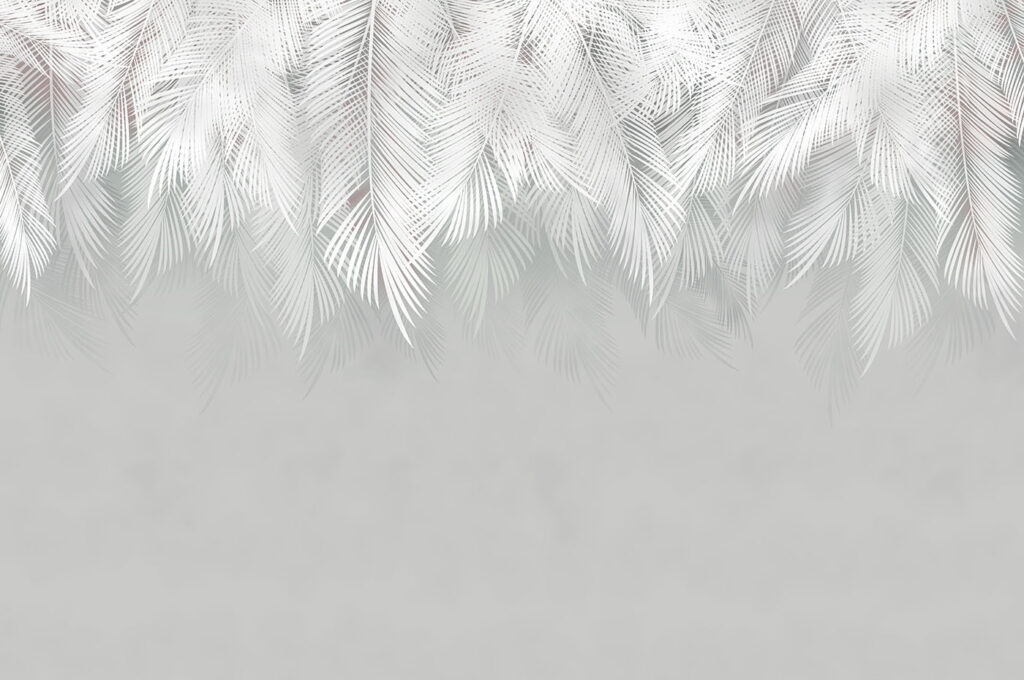 Palme bianche su grigio — design completo