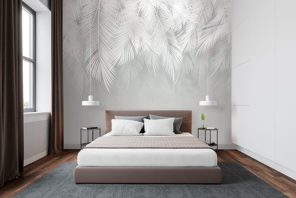 Palme bianche su grigio — ambiente 2