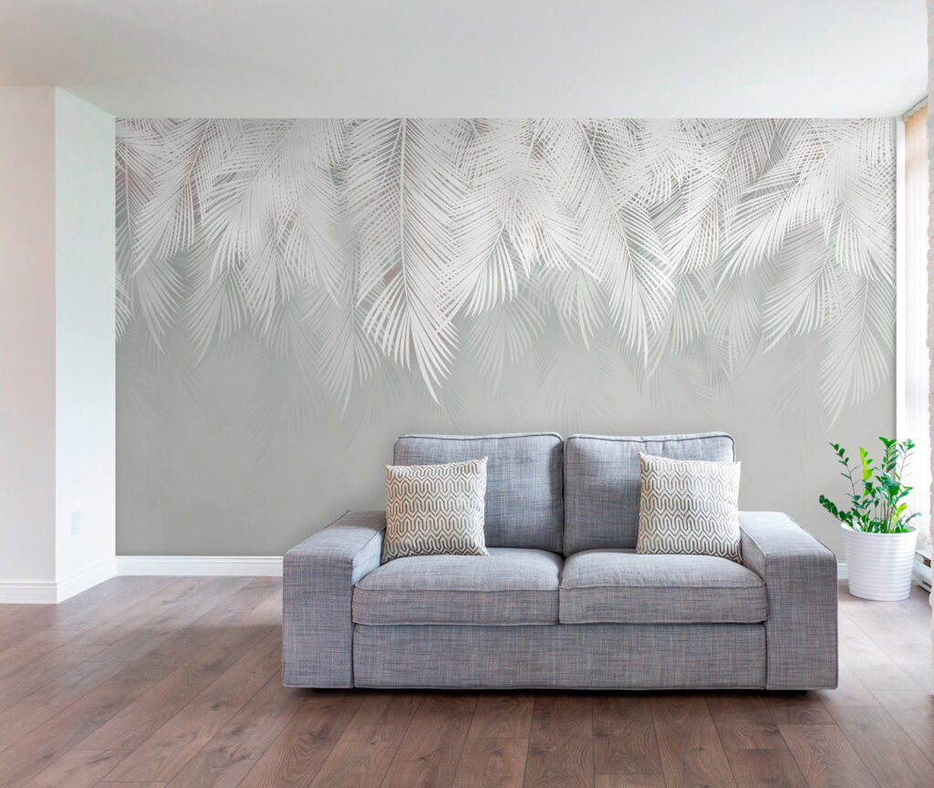 Palme bianche su grigio — ambiente 1