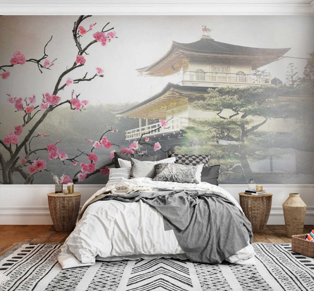 Fiori rosa sul tempio — ambiente 2