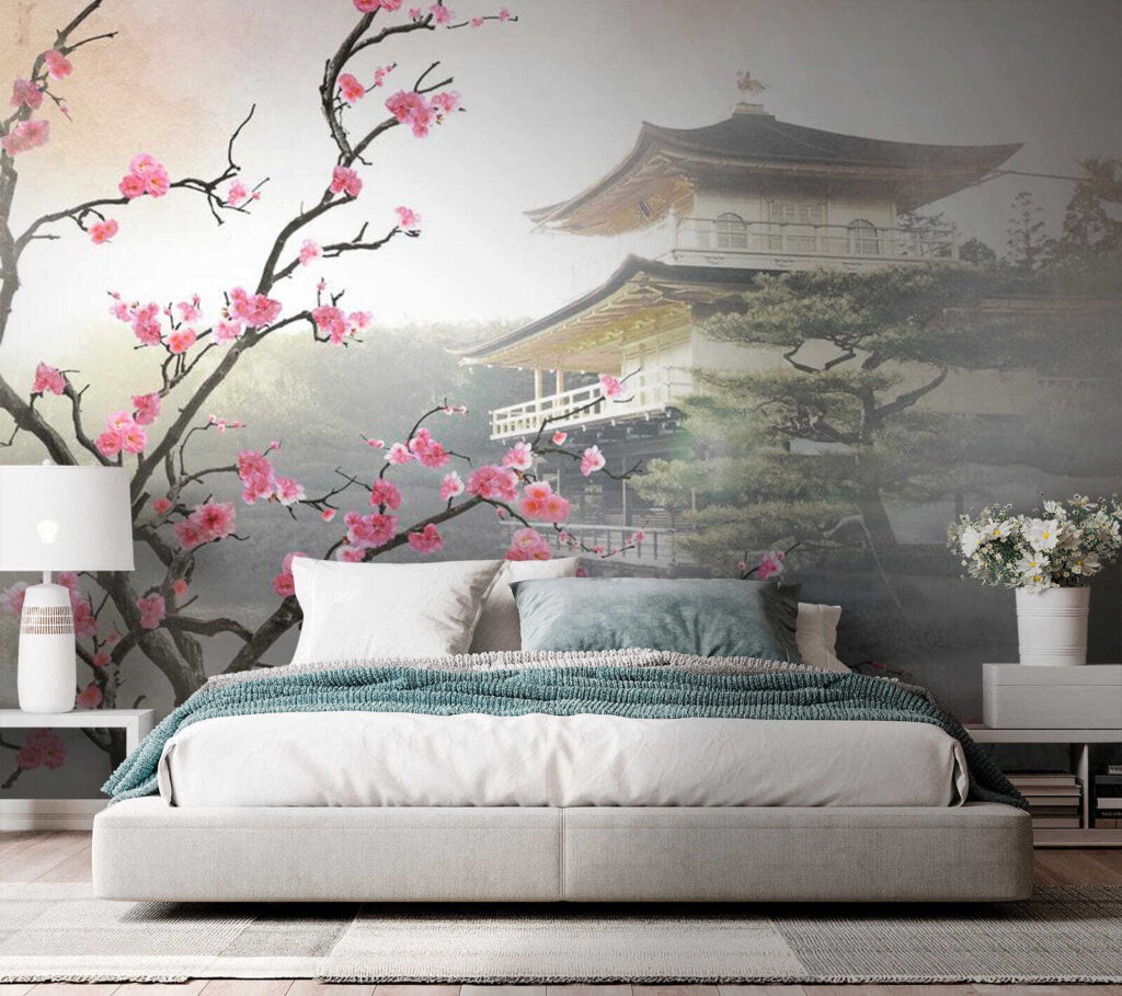 Fiori rosa sul tempio — ambiente 3