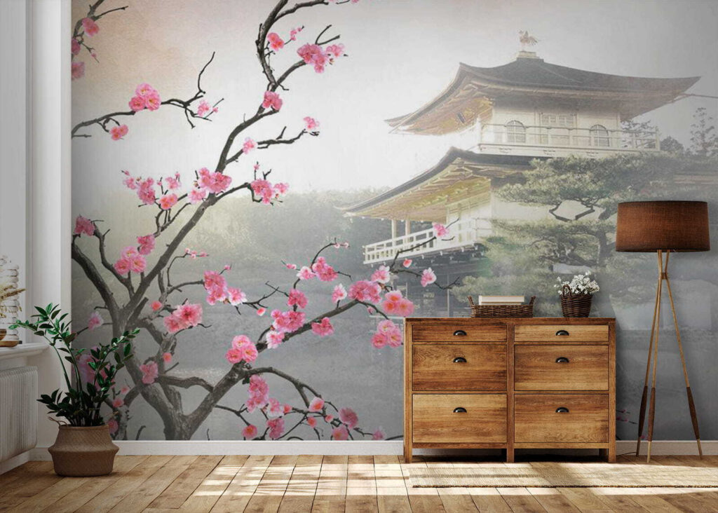 Fiori rosa sul tempio — ambiente 6