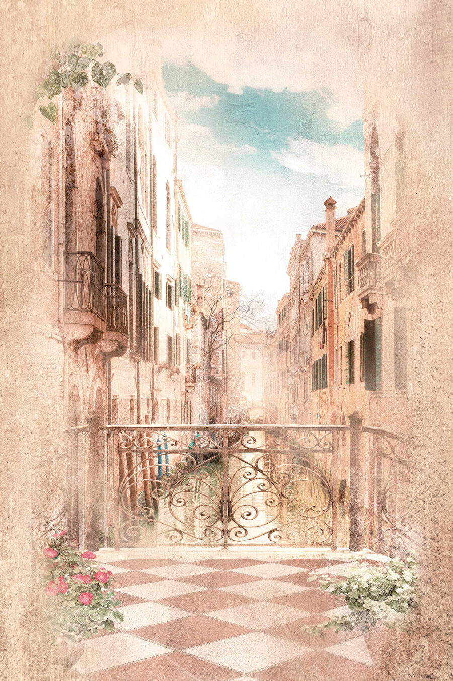 Balcone tra case antiche — design completo