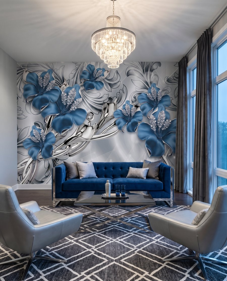 Orchidee blu tra riccioli in un ambiente