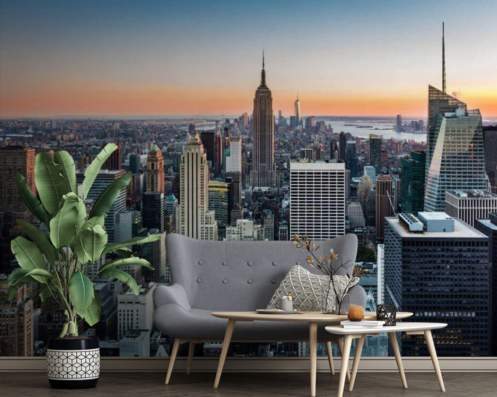 New York al tramonto in un ambiente