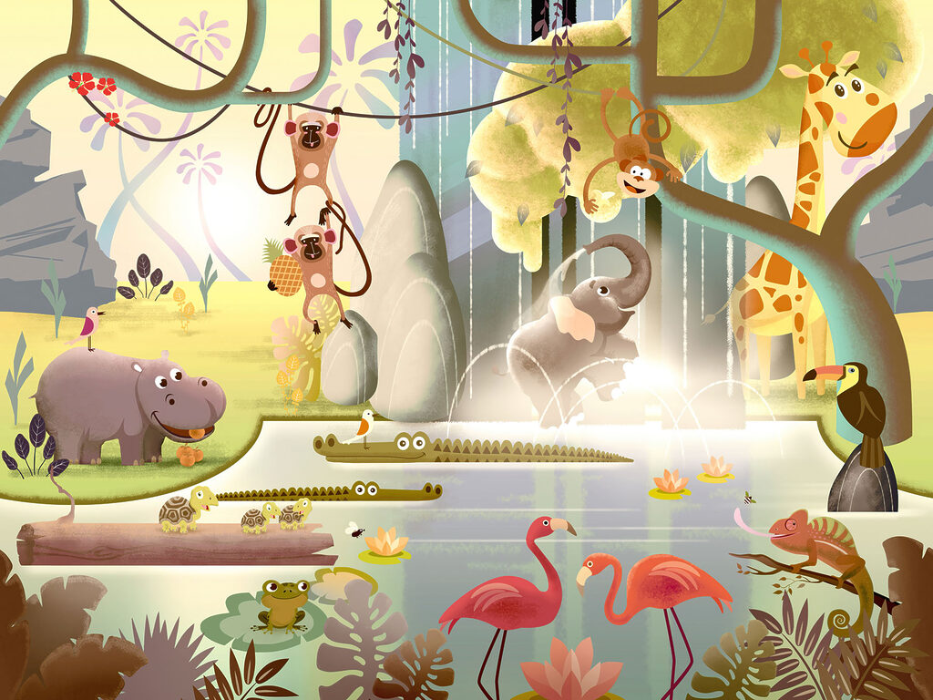 Animali nella giungla — design completo