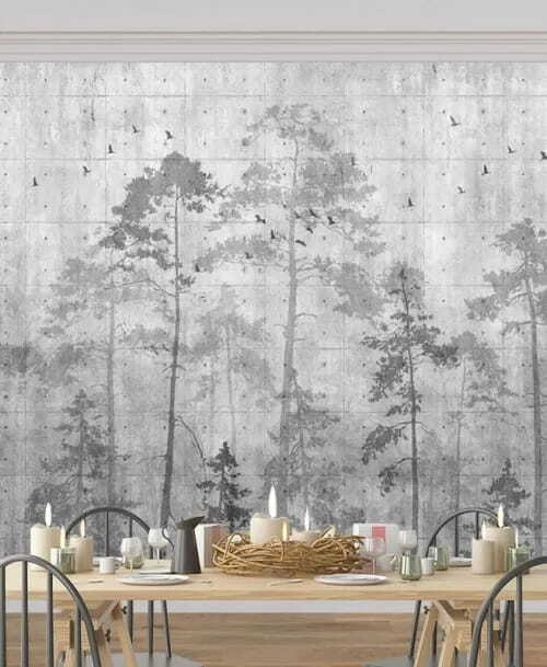 Pini su fondo consumato — ambiente 1