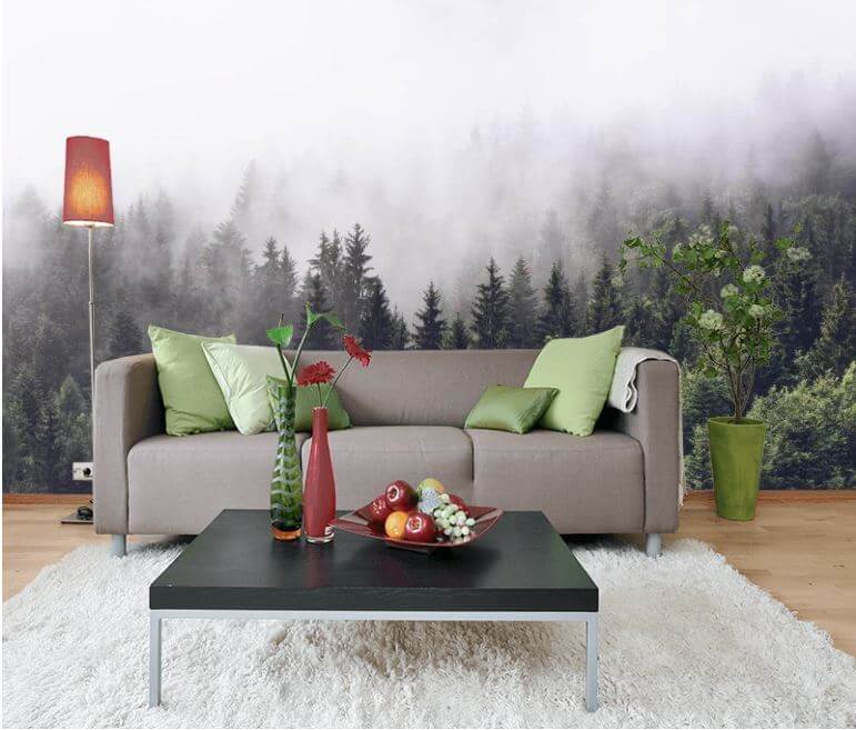 Nebbia sopra il bosco in un ambiente