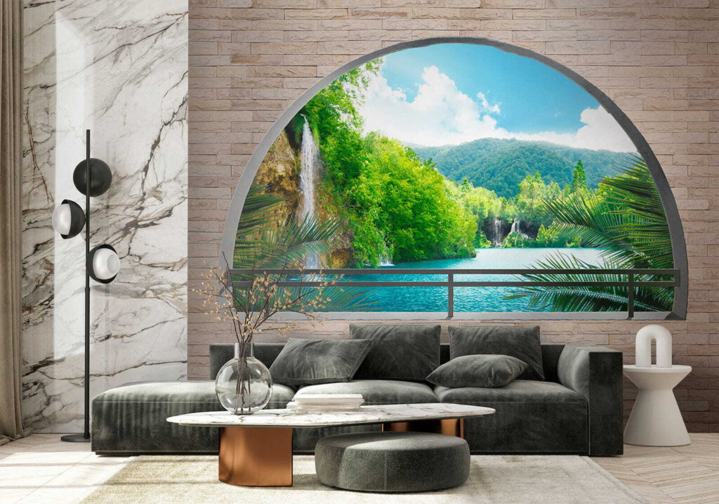 Fiume dietro l’arco rotondo — ambiente 5