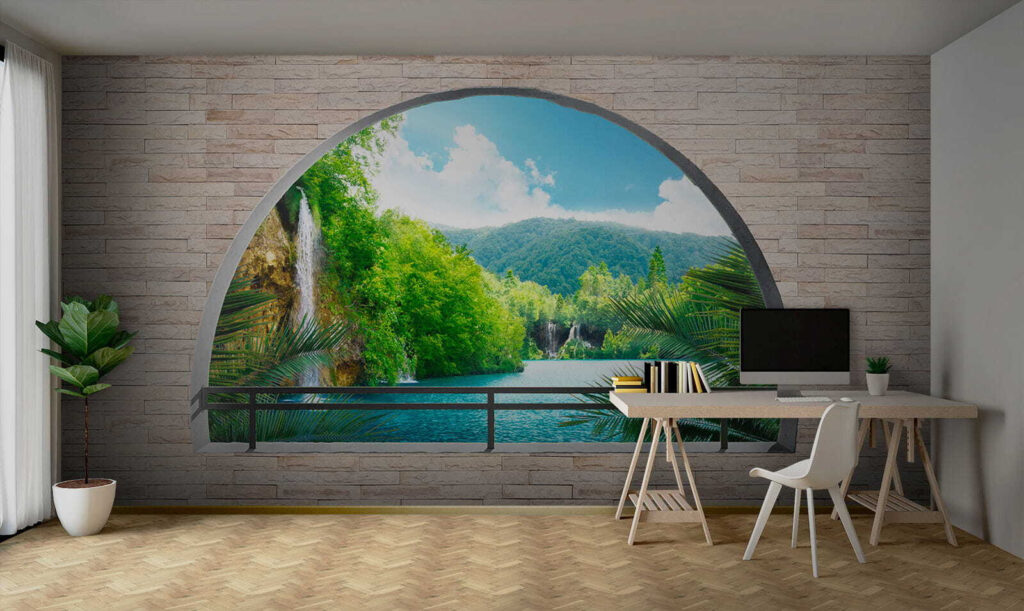 Fiume dietro l’arco rotondo — ambiente 9