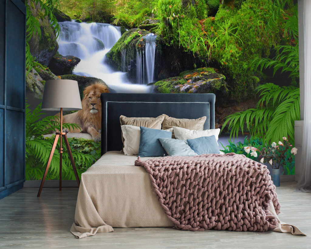 Leone presso la cascata — ambiente 2