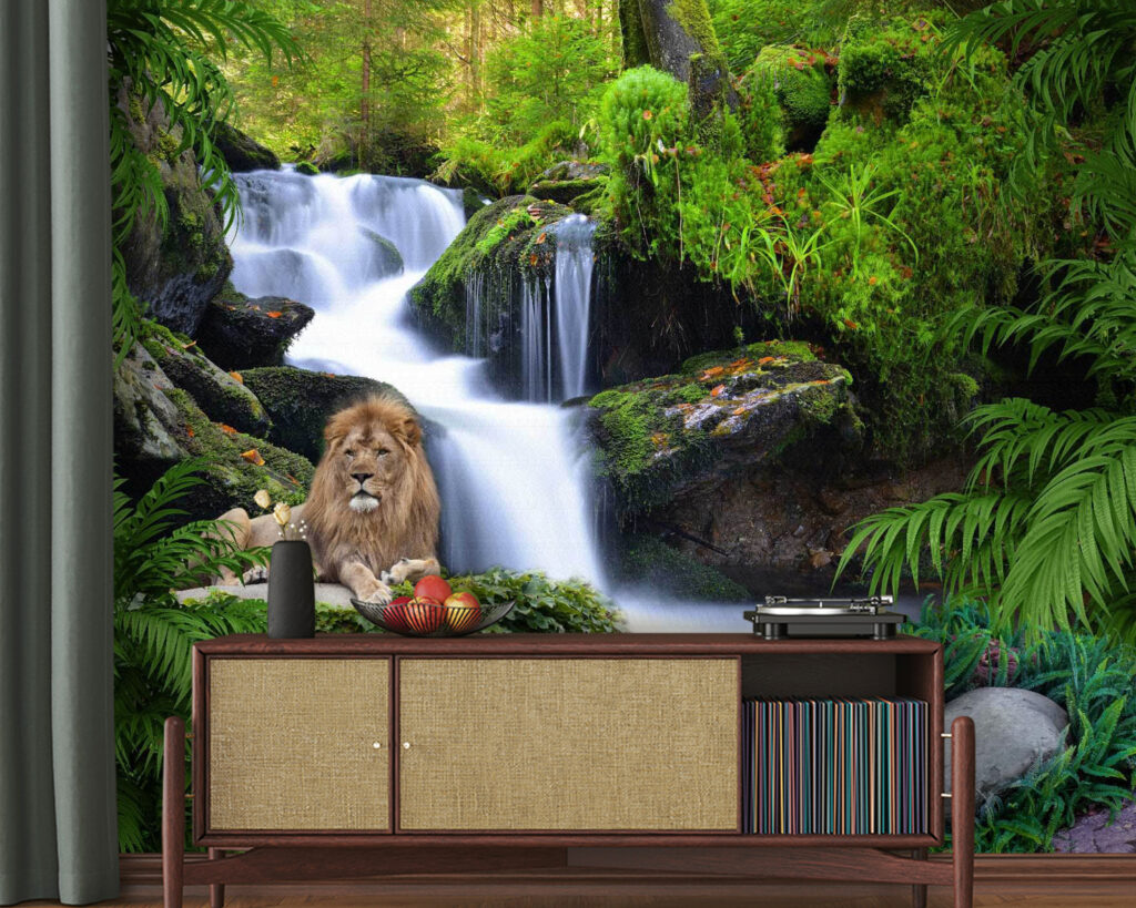 Leone presso la cascata — ambiente 3