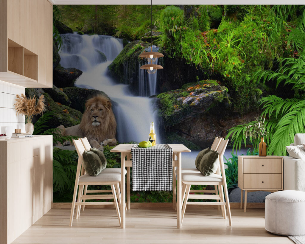 Leone presso la cascata — ambiente 4