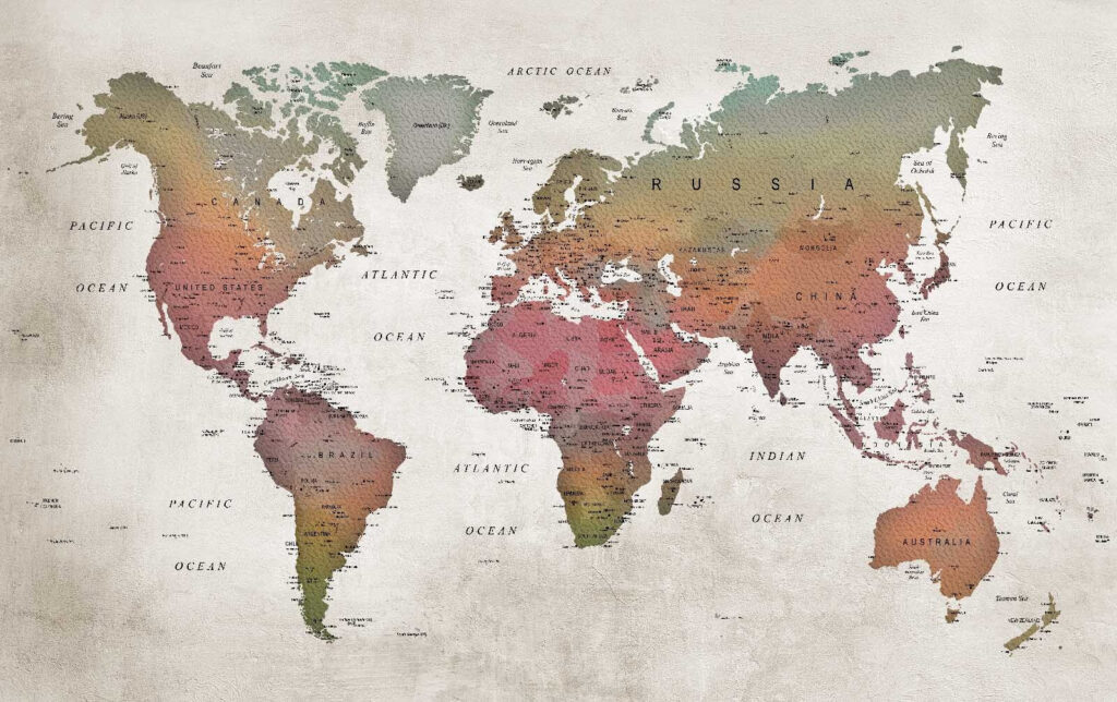Mappa del mondo terrosa — design completo
