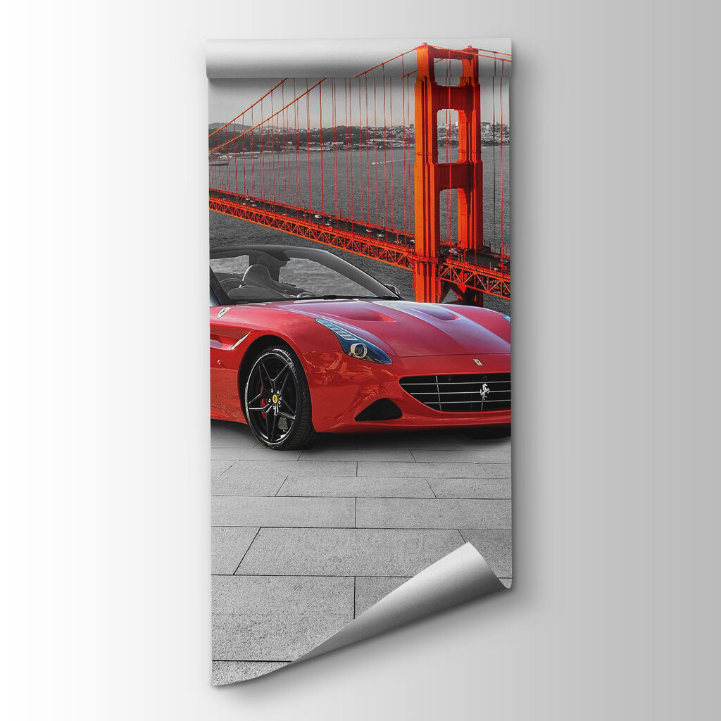 Sportiva rossa sul ponte — vista del prodotto