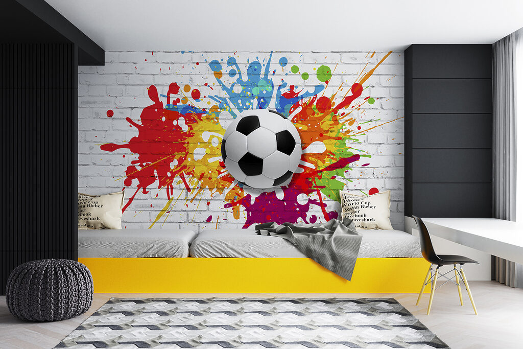 Pallone tra schizzi colorati — ambiente 10