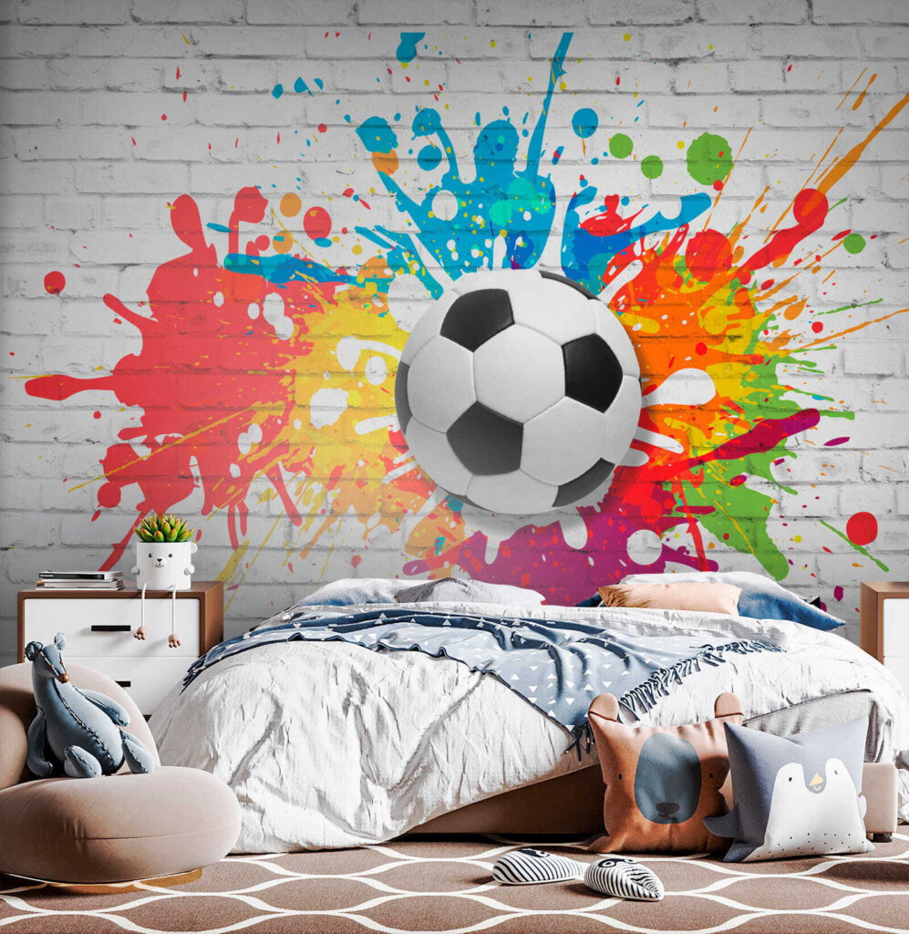 Pallone tra schizzi colorati — ambiente 2