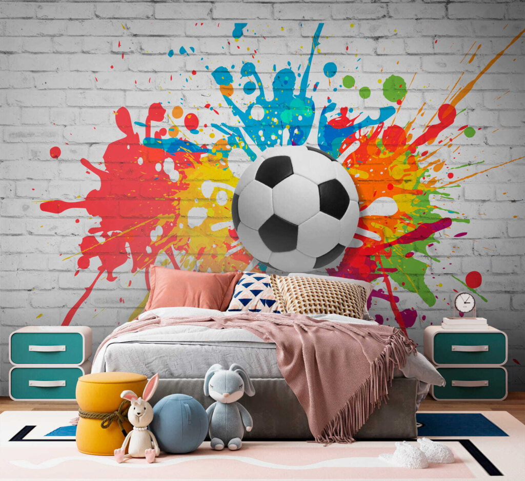 Pallone tra schizzi colorati — ambiente 4