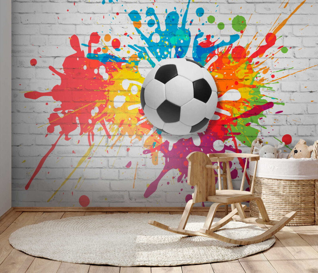 Pallone tra schizzi colorati — ambiente 6