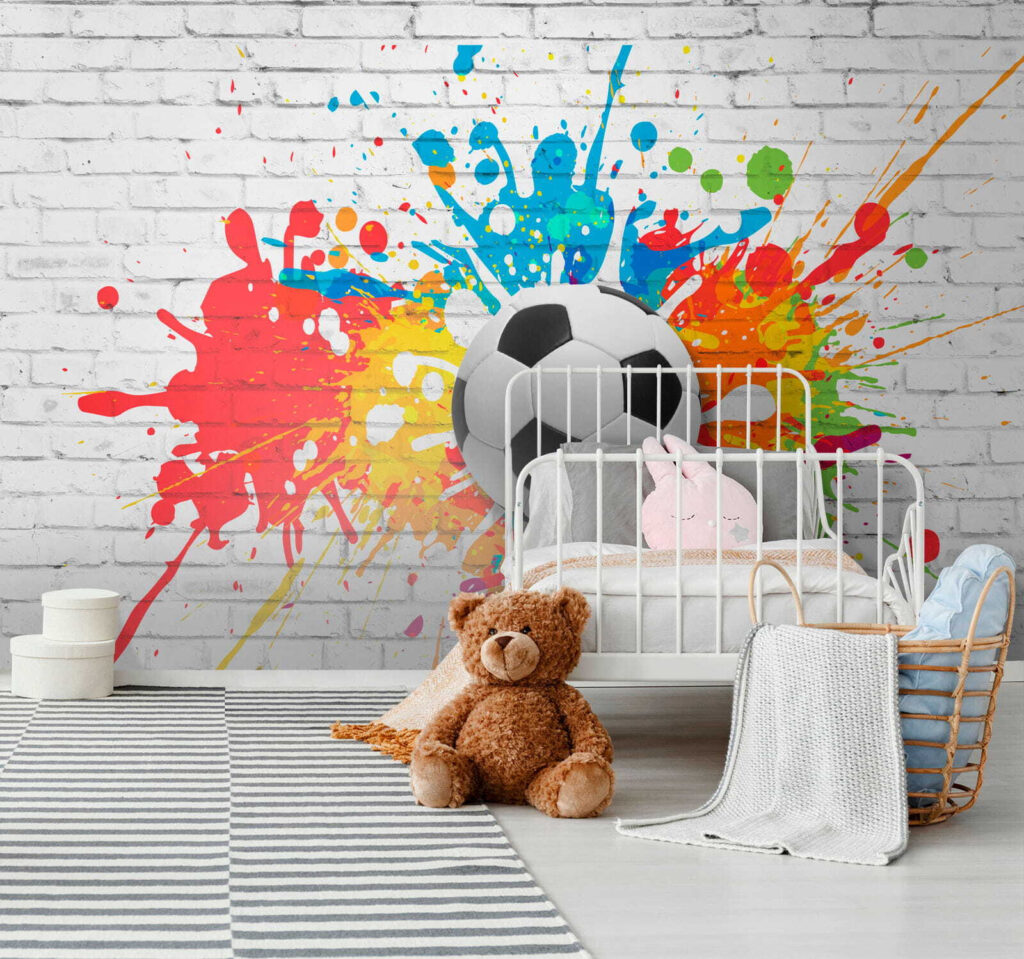 Pallone tra schizzi colorati — ambiente 7