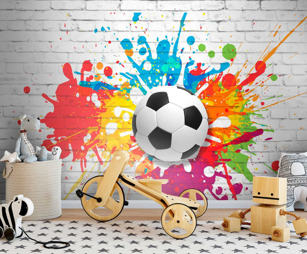 Pallone tra schizzi colorati — ambiente 8