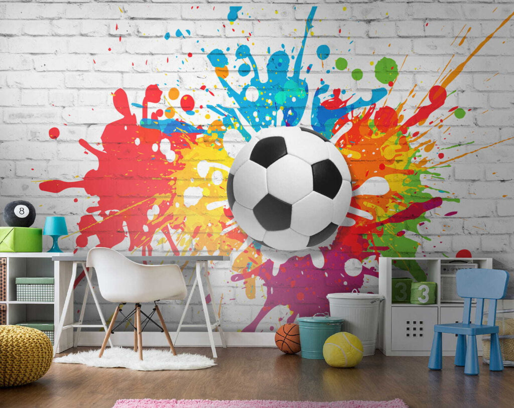 Pallone tra schizzi colorati — ambiente 9