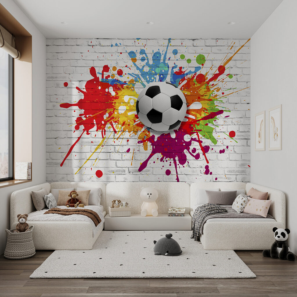 Pallone tra schizzi colorati — ambiente 11