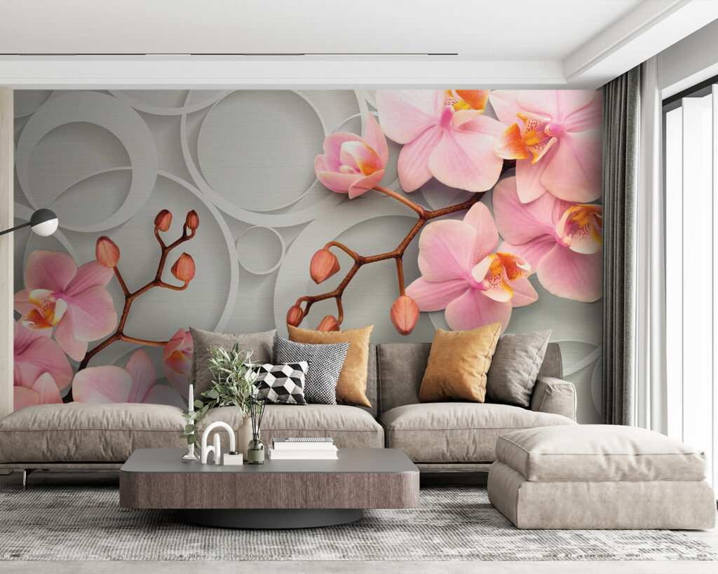 Orchidea rosa tra cerchi — ambiente 1