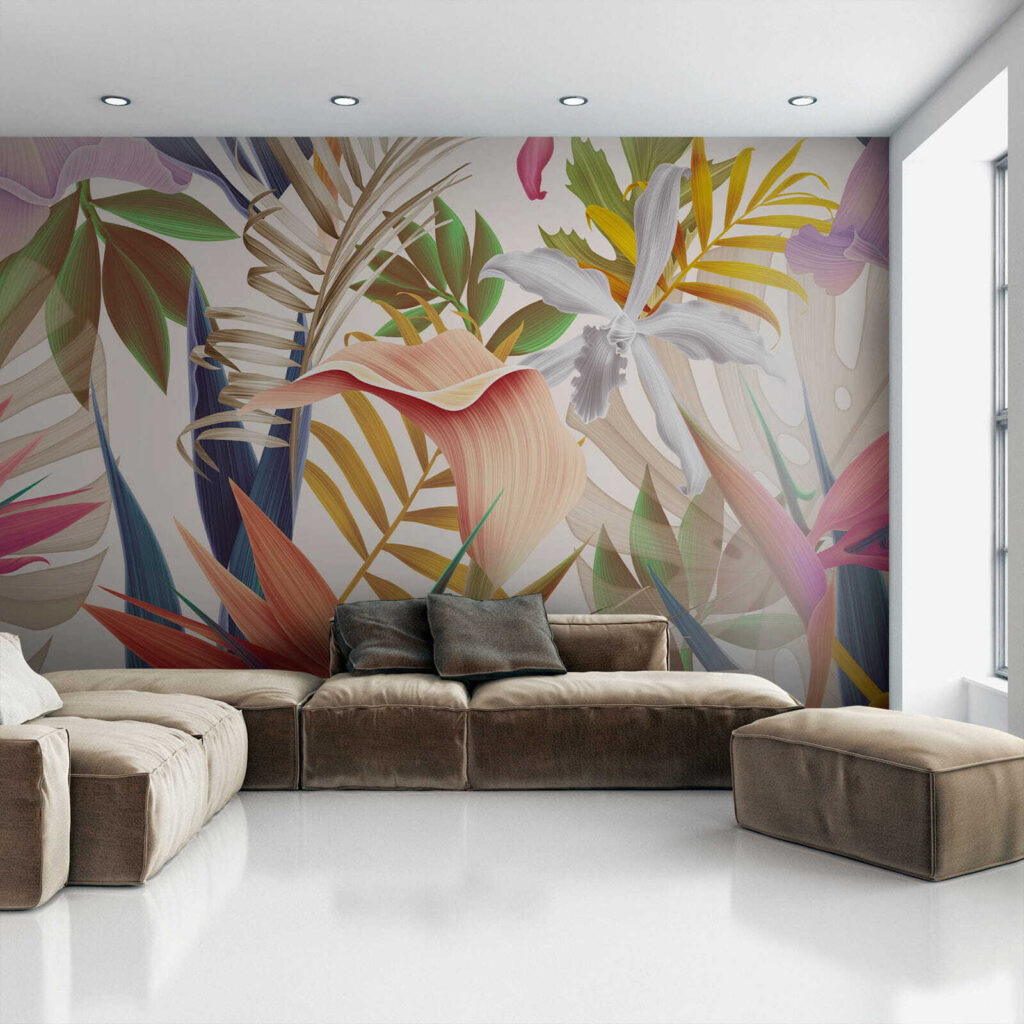 Fiori tropicali tra foglie — ambiente 8