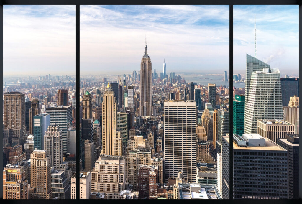 Manhattan dietro infissi neri — design completo