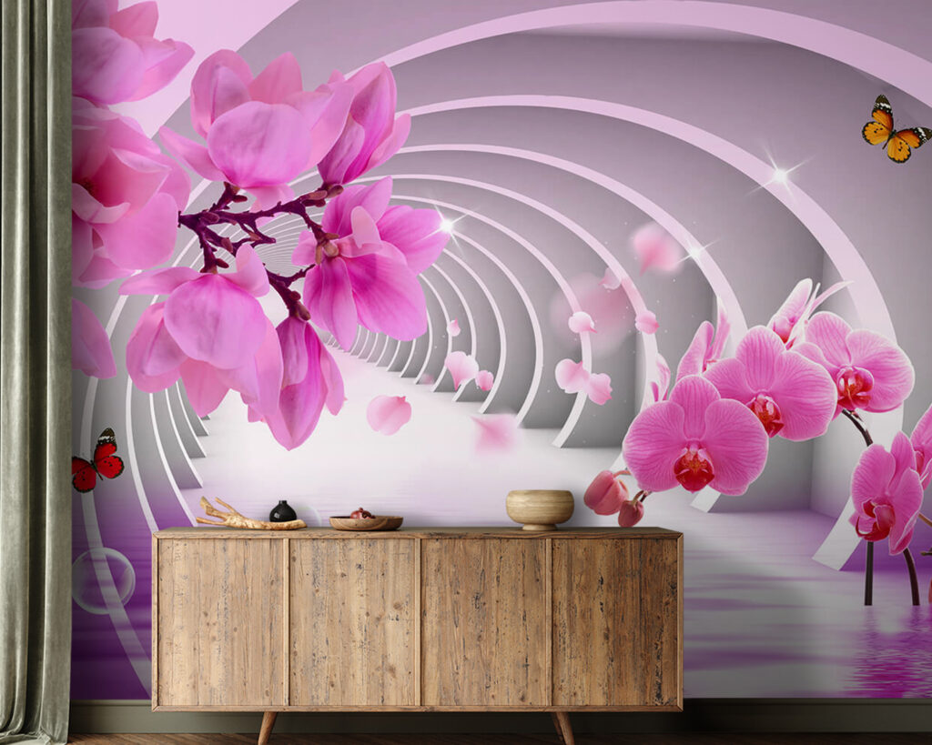Orchidee rosa sugli archi — ambiente 1