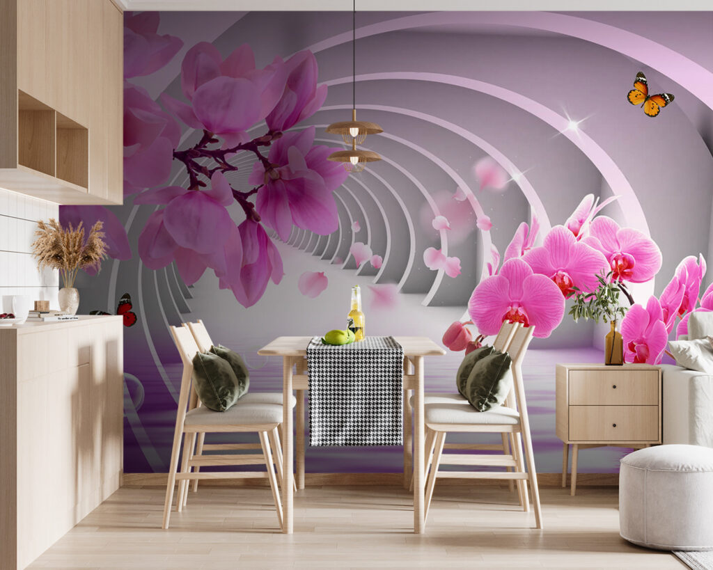 Orchidee rosa sugli archi — ambiente 5