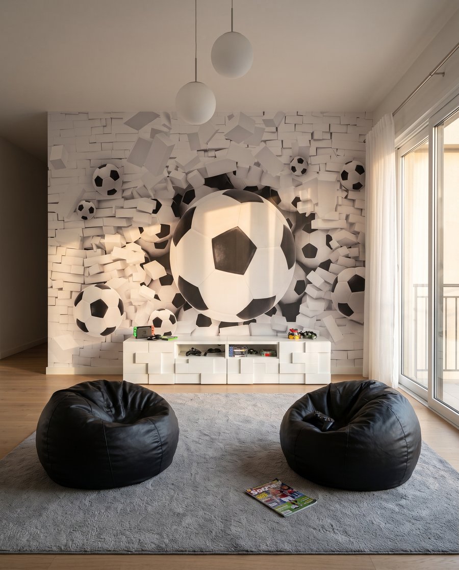 Palloni dal muro bianco in un ambiente