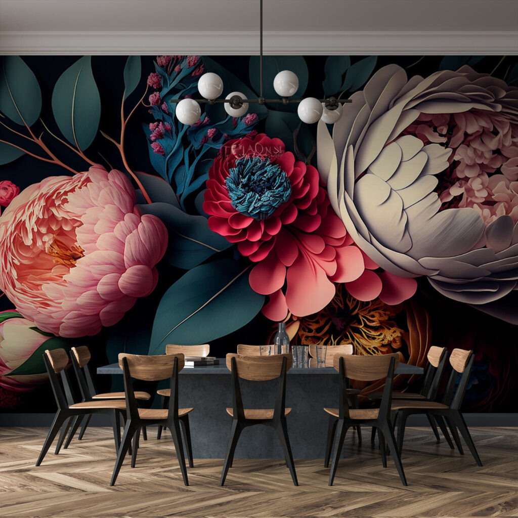 Peonie scure a strati — ambiente 3