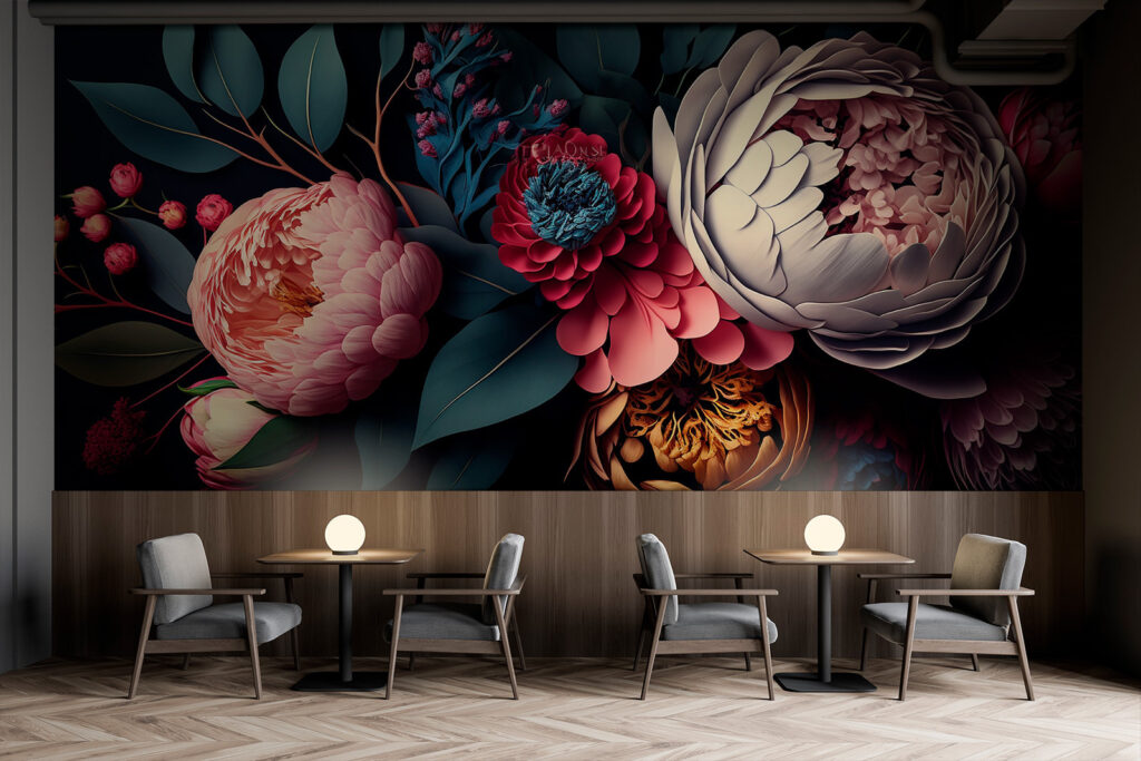 Peonie scure a strati — ambiente 1