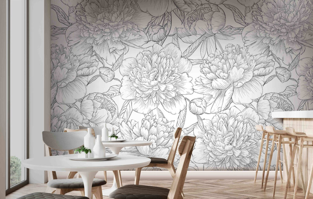Peonie in contorni sottili — ambiente 3