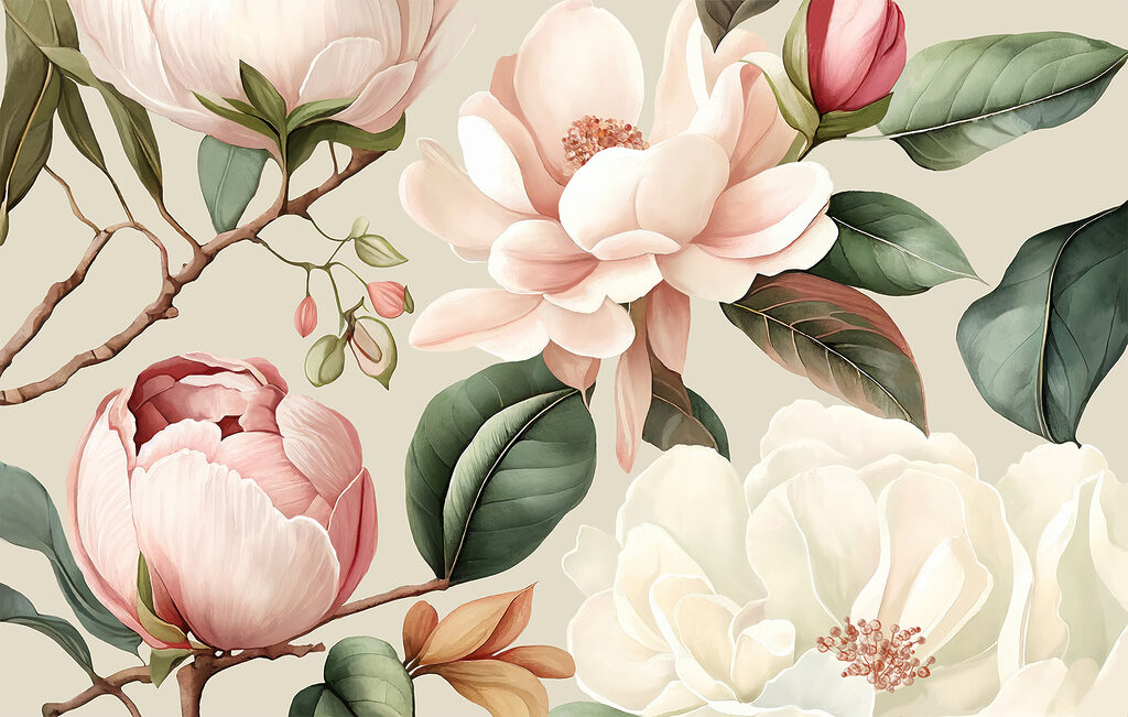 Fiori su rami sinuosi — design completo