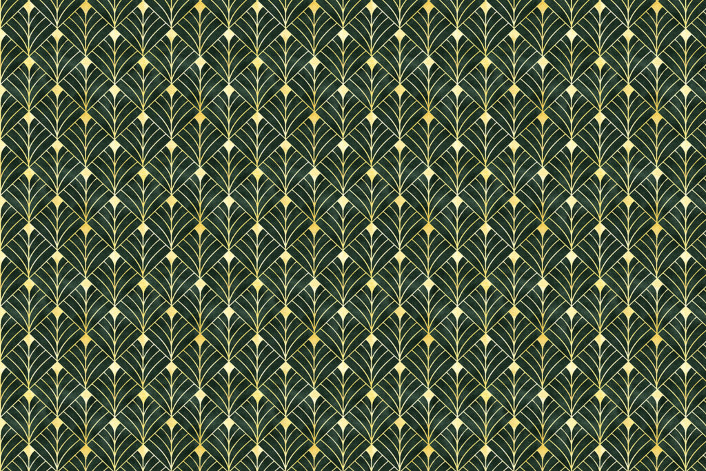 Ventagli verdi, linee dorate — design completo