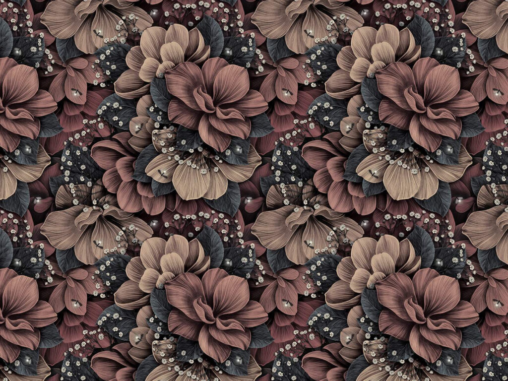 Fiori bruno-rossi nell’ombra — design completo