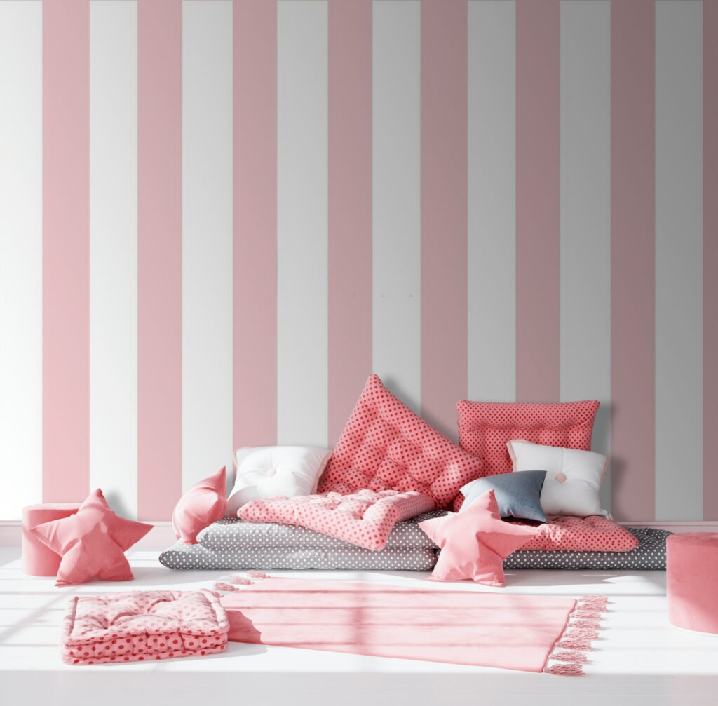 Strisce rosa su crema — ambiente 2