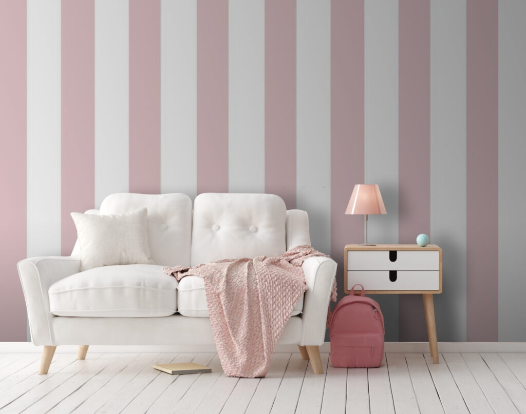 Strisce rosa su crema — ambiente 3