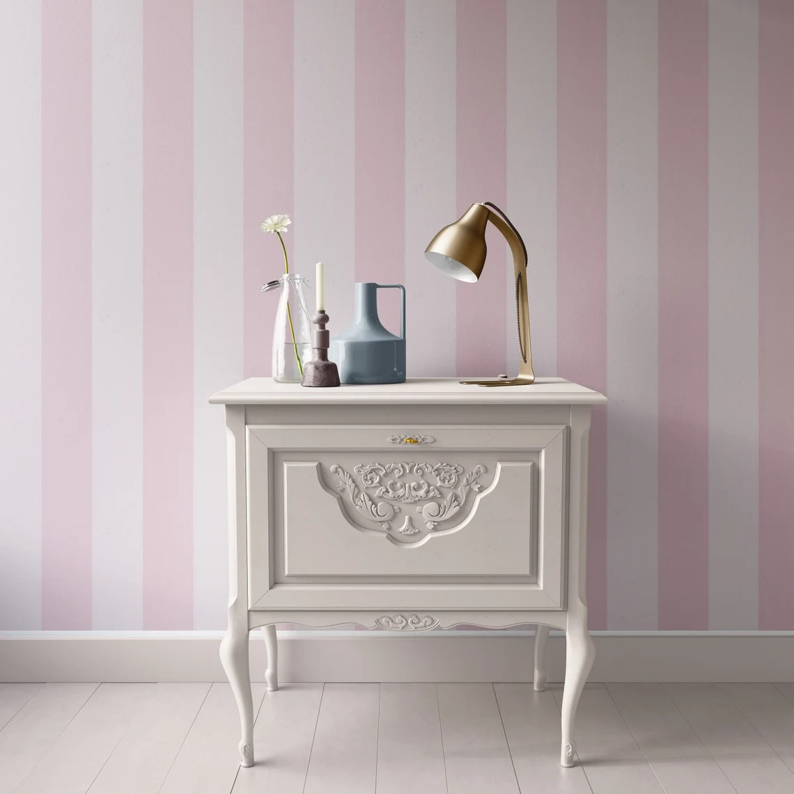 Strisce rosa su crema — ambiente 4