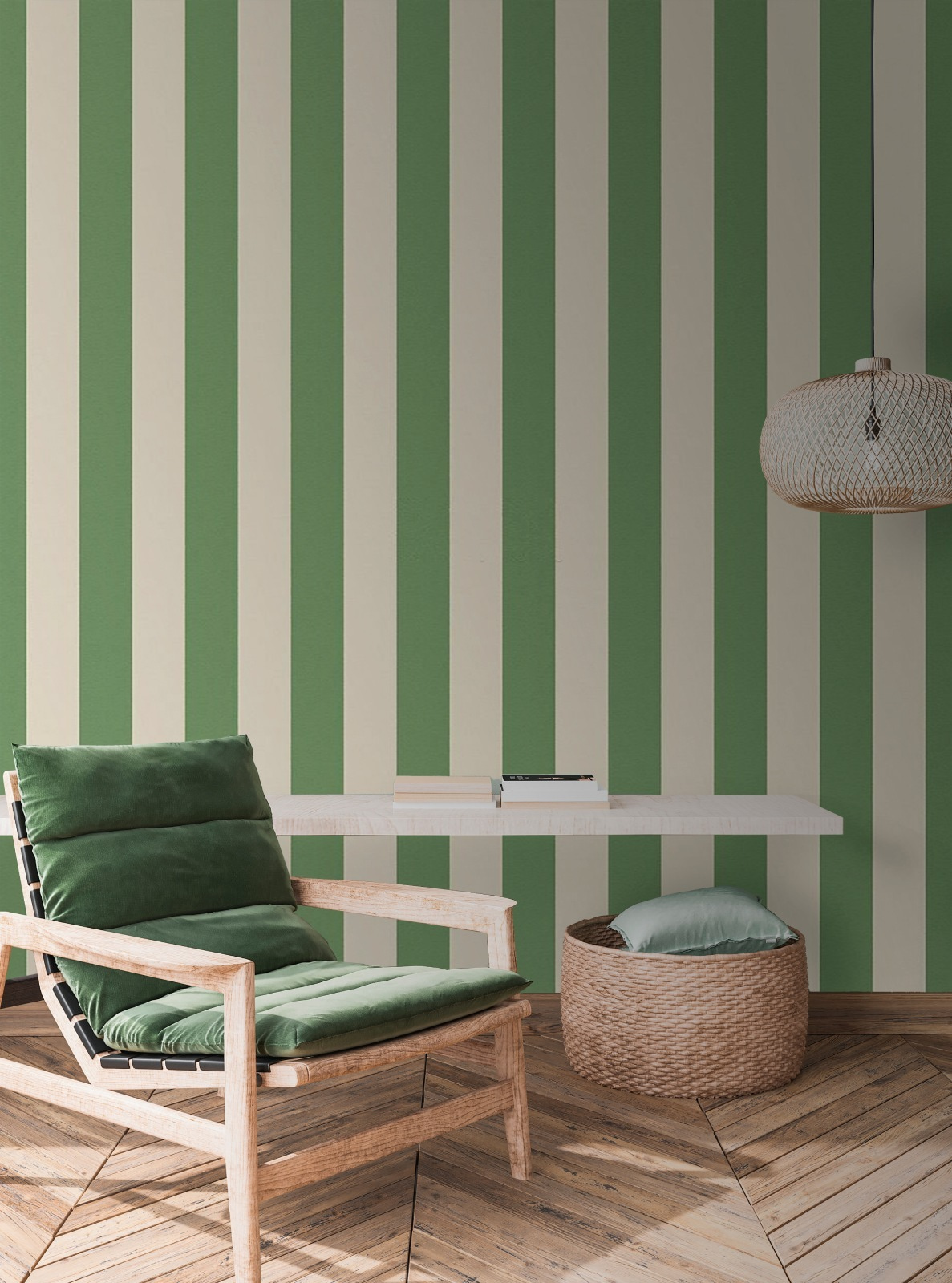 Strisce verdi su crema — ambiente 1